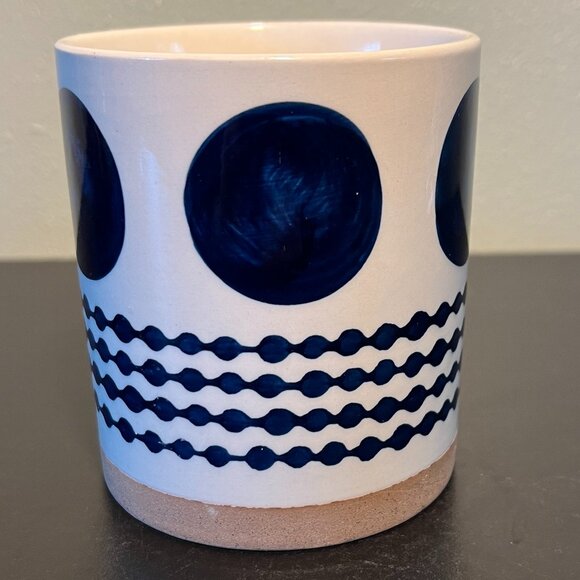 POTTER'S STUDIO White Ceramic Mug with Large Indigo Cobalt Blue Polka Dots - Picture 2 of 7